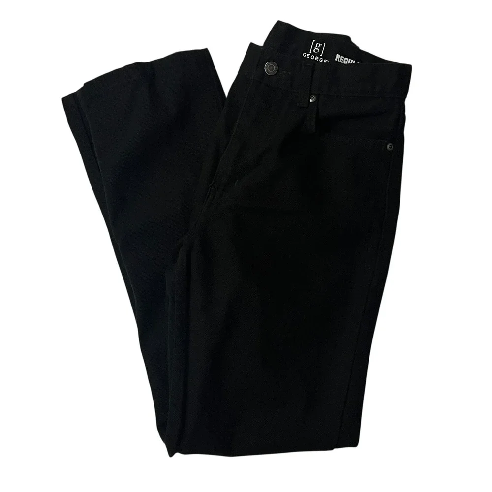 George‎ Regular Fit Jeans Black Denim 100% Cotton Men's 29x32 Pockets Straight